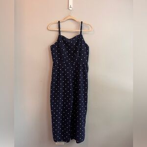 Old Navy blue polka dot linen ruched jumpsuit size M